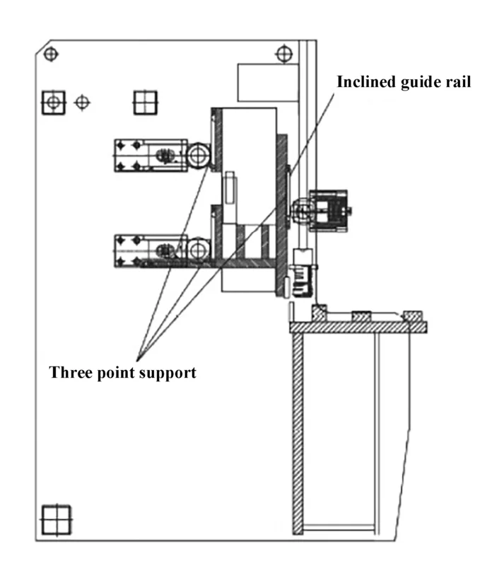 Cizallas de guillotina: análisis y optimización del rendimiento mecánico 12 Fig. 11 Diagrama de estructura de cizalla guillotina con riel guía inclinado